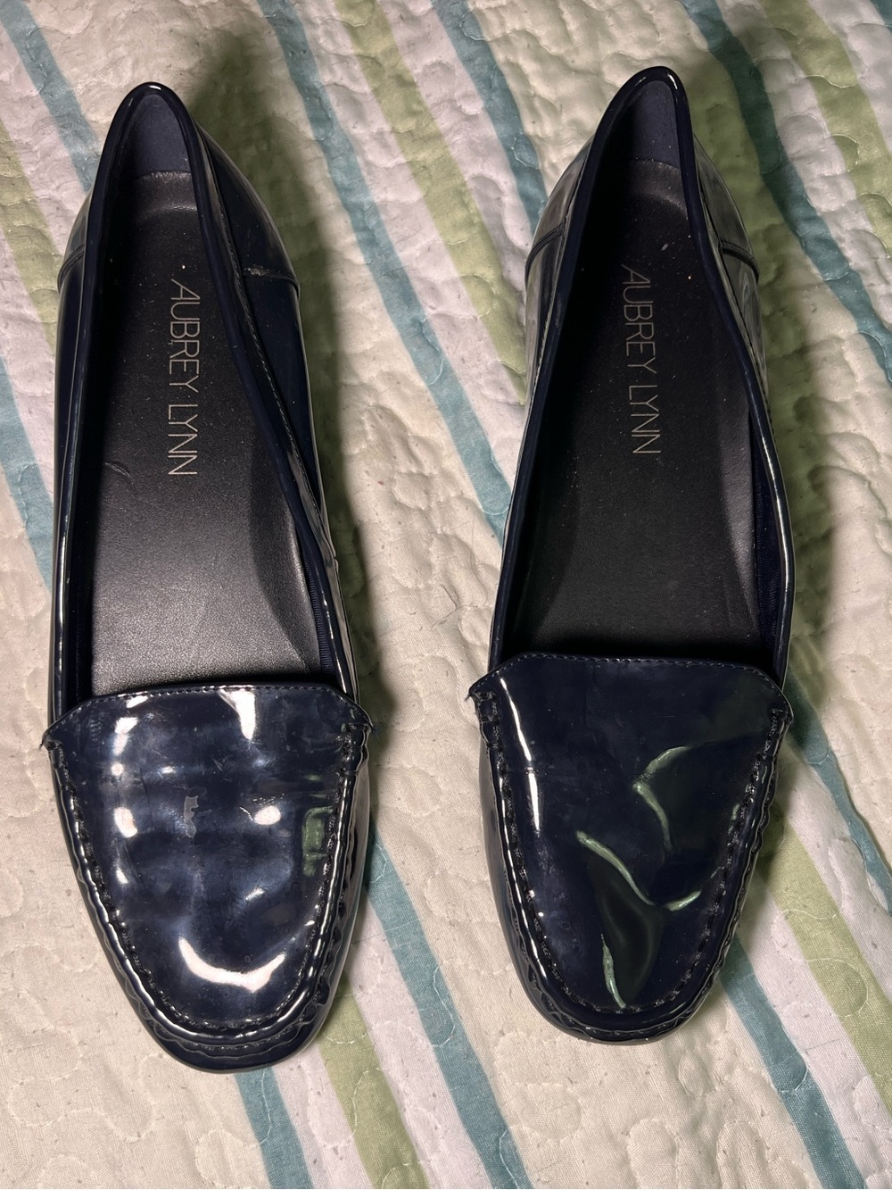 Aubrey Lynn Women’s Navy Patent Loafers — Classic Slip-On Flats